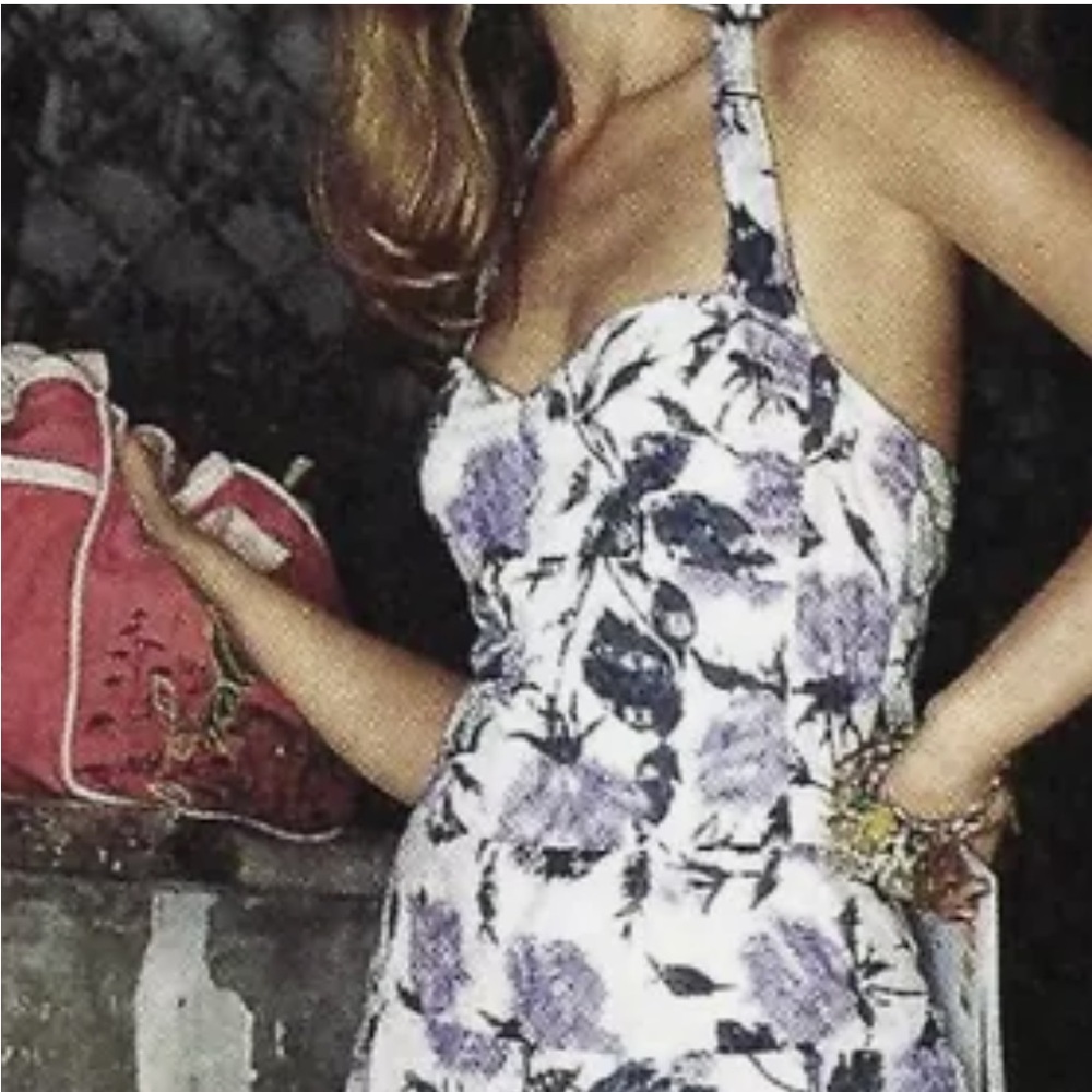 Anthropology Odille Violetta halter Dress Purple Floral Tiered Anthropology EUC